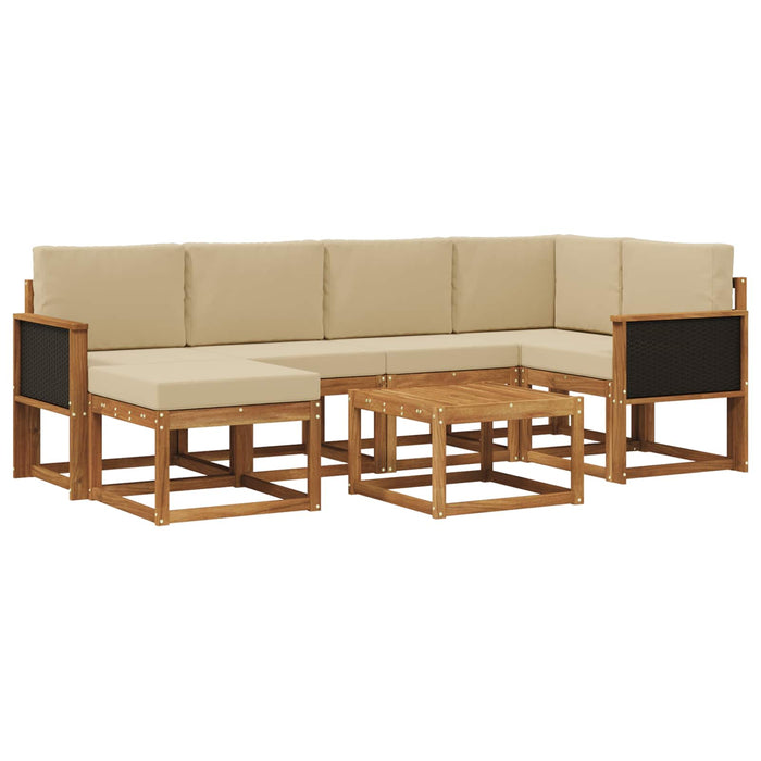 Set de canapele de exterior cu pernă 7 pcs Natural și Bej WALTI