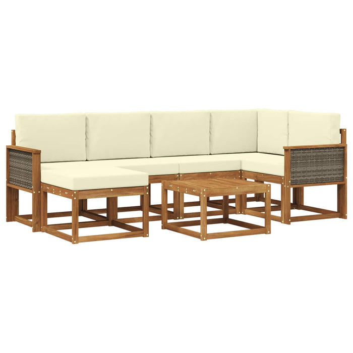 Set de canapele de exterior cu pernă 7 pcs Natural și Crem WALTI