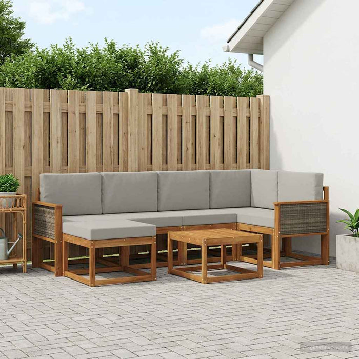Set de canapele de exterior 7 pcs Natural și gri deschis WALTI