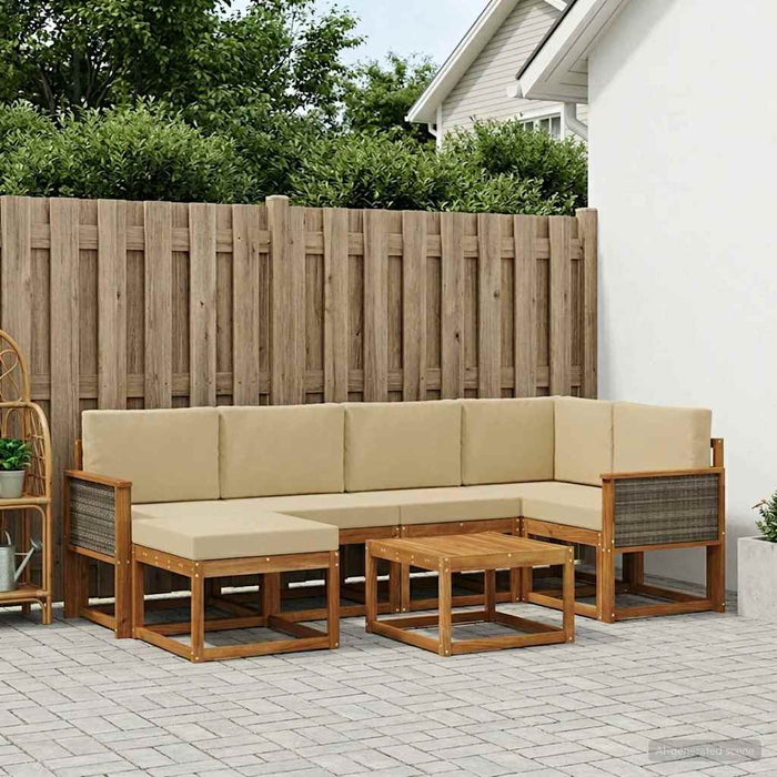 Set de canapele de exterior cu pernă 7 pcs Natural și Bej WALTI