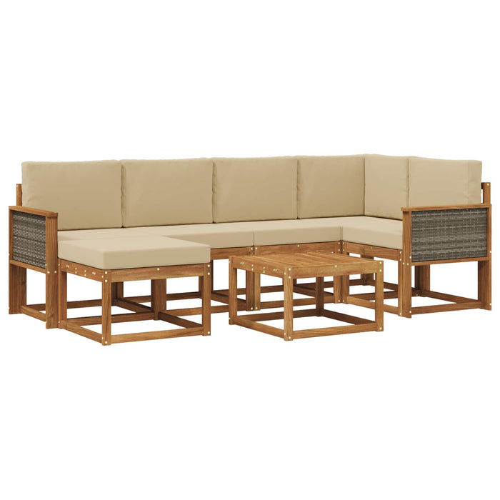 Set de canapele de exterior cu pernă 7 pcs Natural și Bej WALTI
