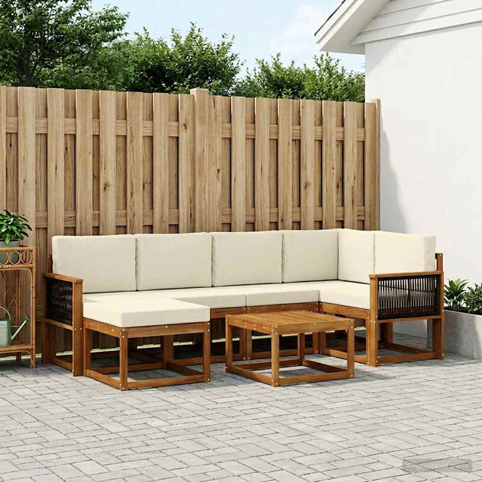 Set de canapele de exterior cu pernă 7 pcs Natural și Crem WALTI