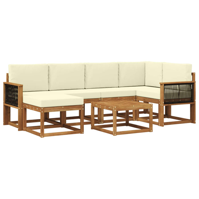Set de canapele de exterior cu pernă 7 pcs Natural și Crem WALTI
