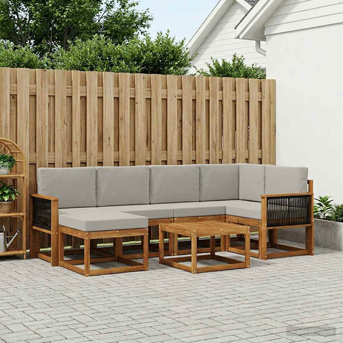 Set de canapele de exterior 7 pcs Natural și gri deschis WALTI