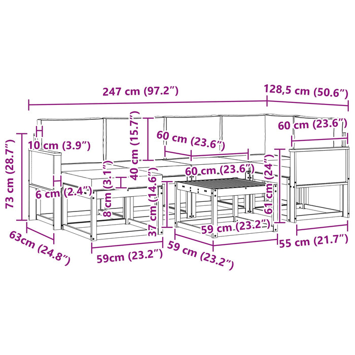 Set de canapele de exterior cu pernă 7 pcs Natural și Antracit WALTI