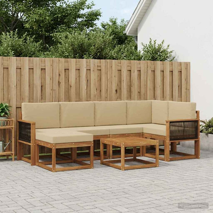 Set de canapele de exterior cu pernă 7 pcs Natural și Bej WALTI