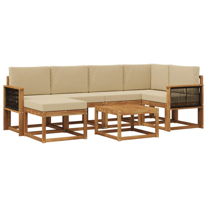 Set de canapele de exterior cu pernă 7 pcs Natural și Bej WALTI
