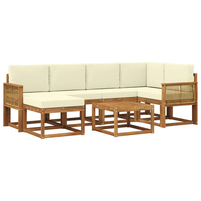 Set de canapele de exterior cu pernă 7 pcs Natural și Crem WALTI