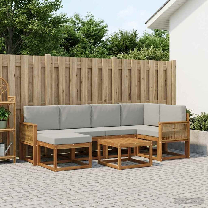 Set de canapele de exterior 7 pcs Natural și gri deschis WALTI