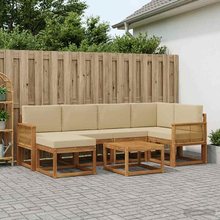 Set de canapele de exterior cu pernă 7 pcs Natural și Bej WALTI
