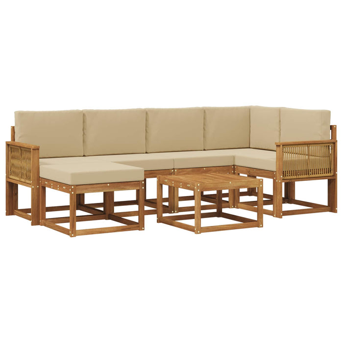 Set de canapele de exterior cu pernă 7 pcs Natural și Bej WALTI