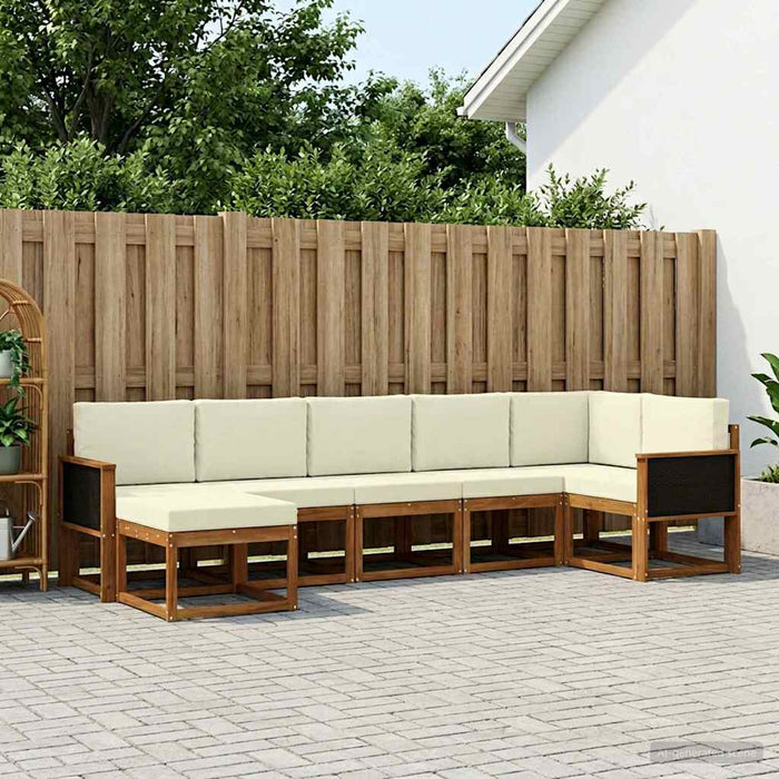 Set de canapele de exterior 7 pcs Natural și Crem Poliester WALTI