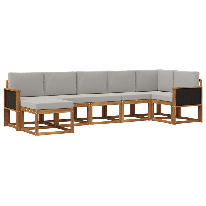 Set de canapele de exterior 7 pcs Natural și gri deschis WALTI