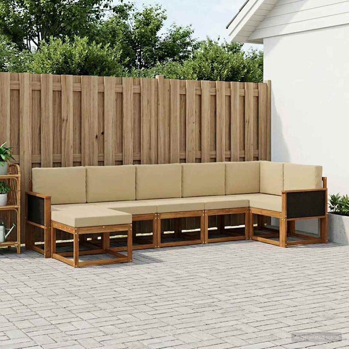 Set de canapele de exterior 7 pcs Natural și Bej Poliester WALTI