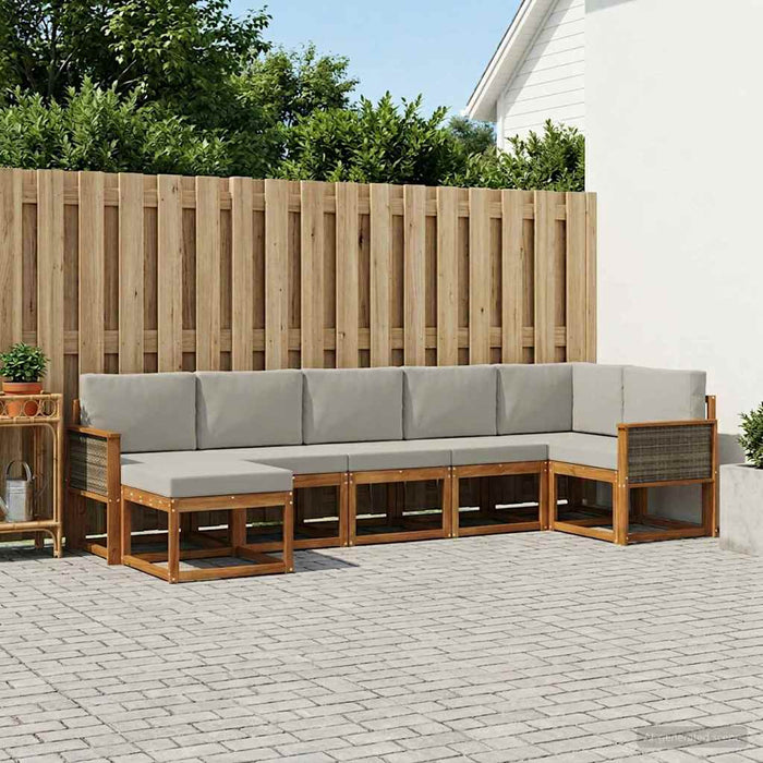 Set de canapele de exterior 7 pcs Natural și gri deschis WALTI