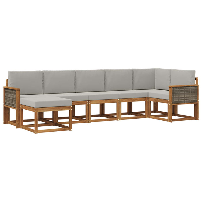 Set de canapele de exterior 7 pcs Natural și gri deschis WALTI