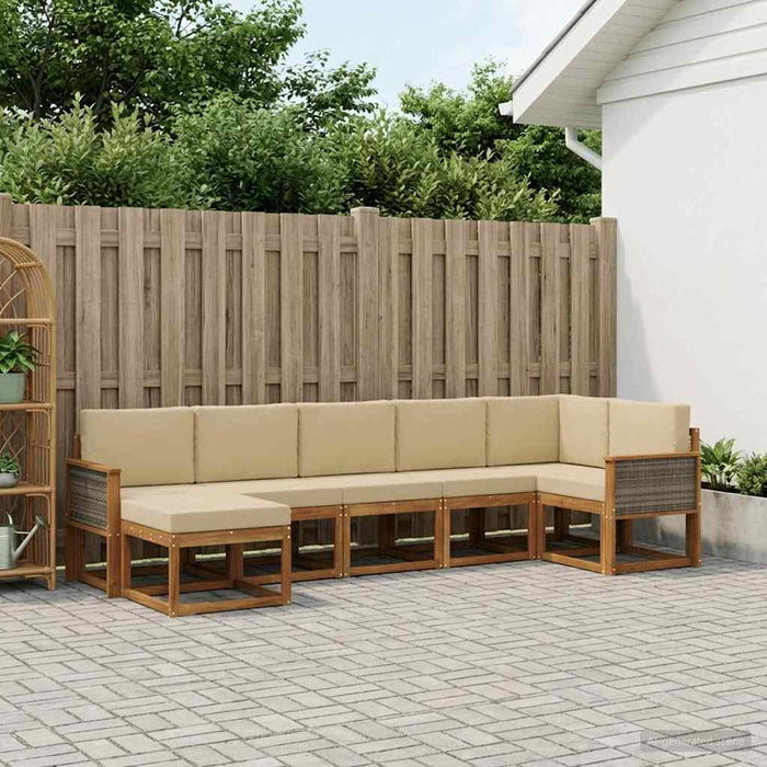 Set de canapele de exterior 7 pcs Natural și Bej Poliester WALTI