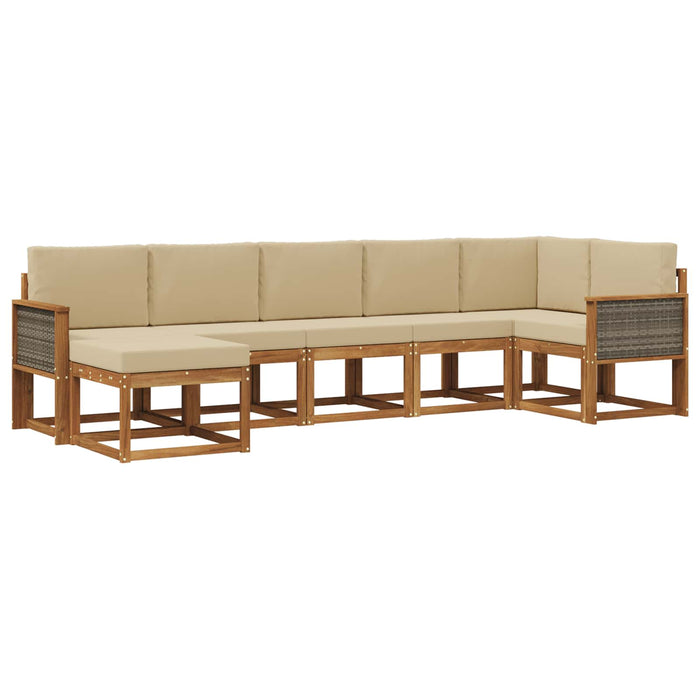 Set de canapele de exterior 7 pcs Natural și Bej Poliester WALTI