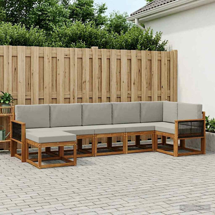 Set de canapele de exterior 7 pcs Natural și gri deschis WALTI