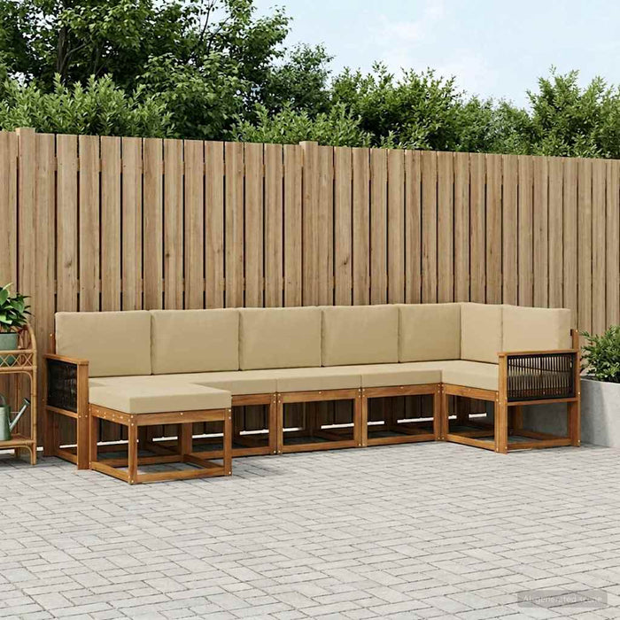 Set de canapele de exterior 7 pcs Natural și Bej Poliester WALTI