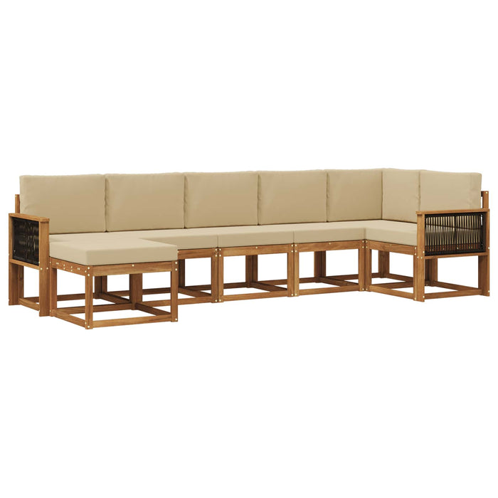 Set de canapele de exterior 7 pcs Natural și Bej Poliester WALTI