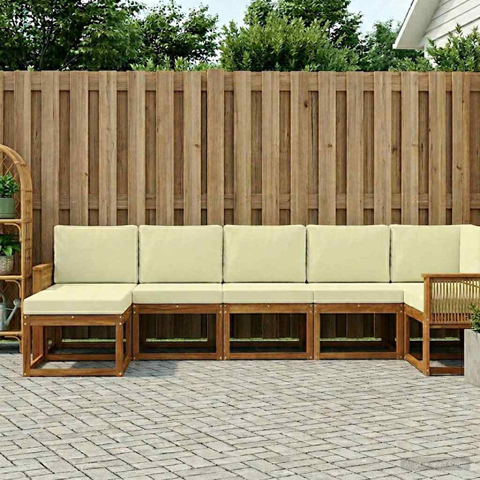 Set de canapele de exterior 7 pcs Natural și Crem Poliester WALTI