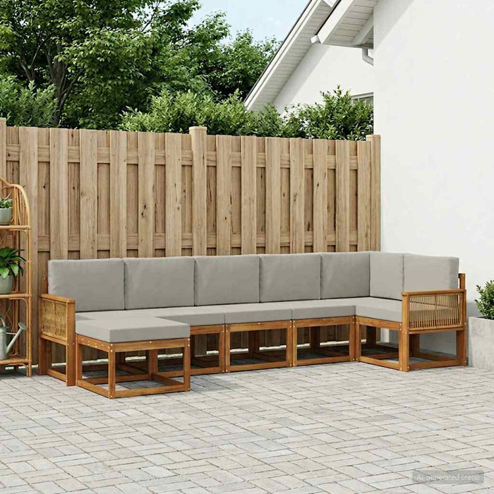 Set de canapele de exterior 7 pcs Natural și gri deschis WALTI