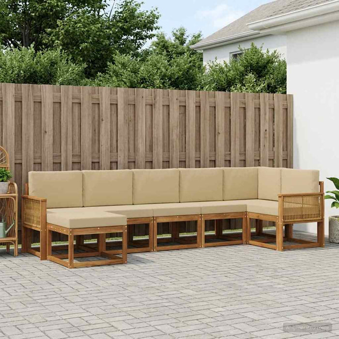 Set de canapele de exterior 7 pcs Natural și Bej Poliester WALTI