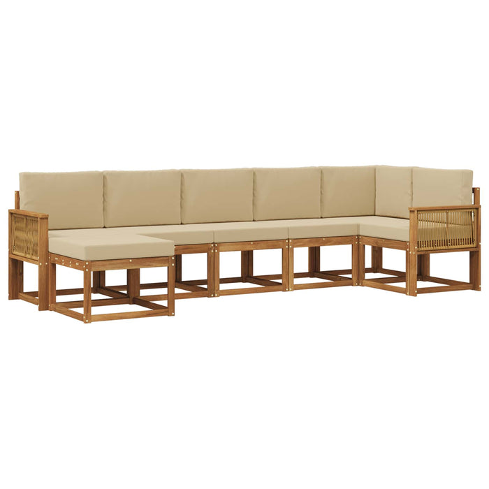 Set de canapele de exterior 7 pcs Natural și Bej Poliester WALTI