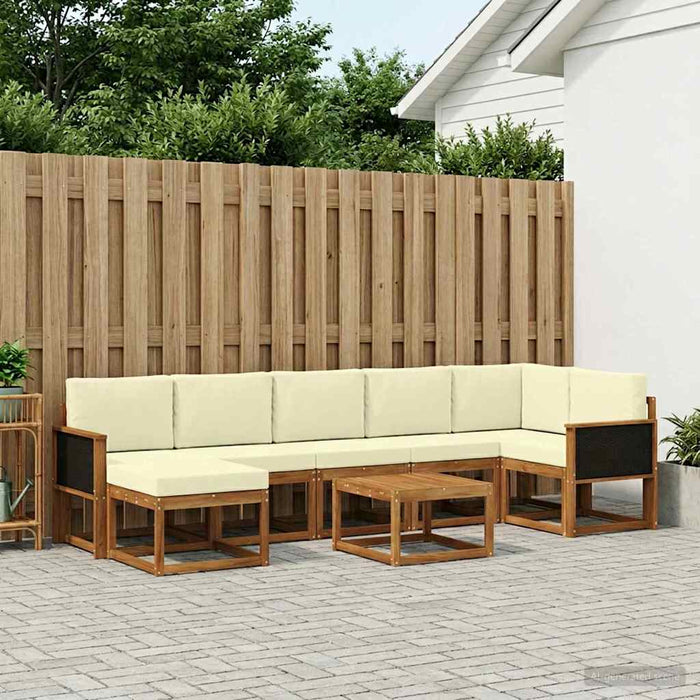 Set de canapele de exterior 8 pcs Natural și Crem Poliester WALTI