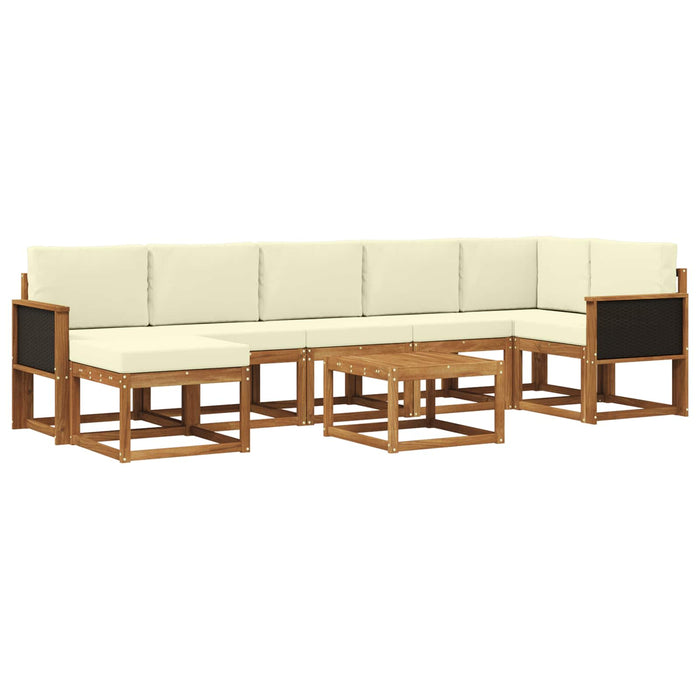 Set de canapele de exterior 8 pcs Natural și Crem Poliester WALTI