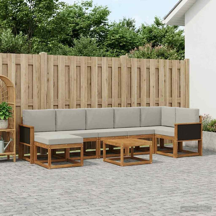 Set de canapele de exterior 8 pcs Natural și gri deschis WALTI