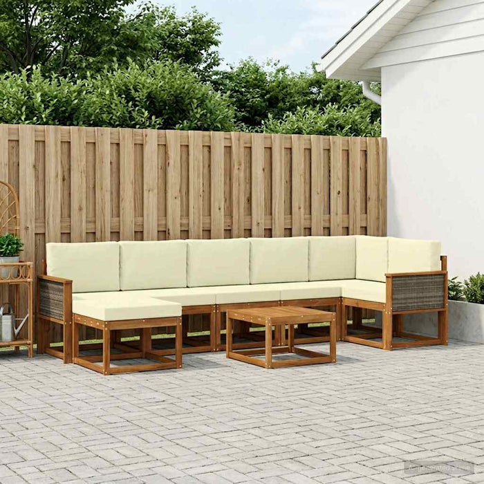 Set de canapele de exterior 8 pcs Natural și Crem Poliester - WALTI WALTI