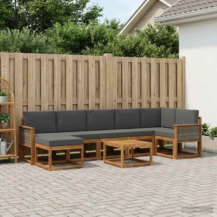 Set de canapele de exterior 8 pcs Natural și Antracit Poliester WALTI