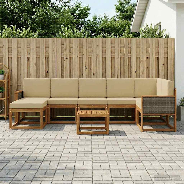 Set de canapele de exterior 8 pcs Natural și Bej Poliester WALTI