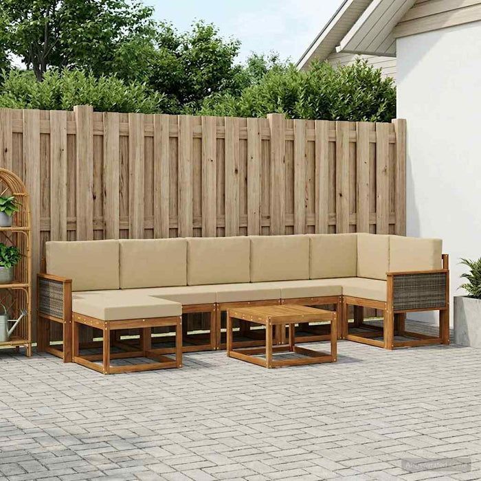 Set de canapele de exterior 8 pcs Natural și Bej Poliester WALTI