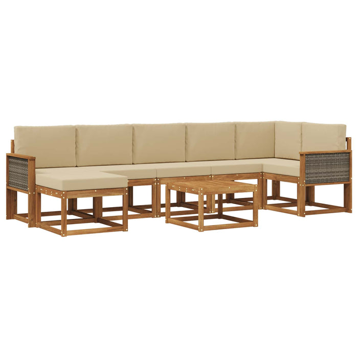Set de canapele de exterior 8 pcs Natural și Bej Poliester WALTI