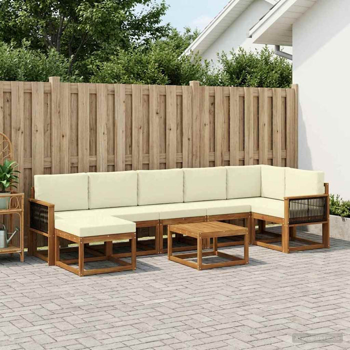 Set de canapele de exterior 8 pcs Natural și Crem Poliester WALTI