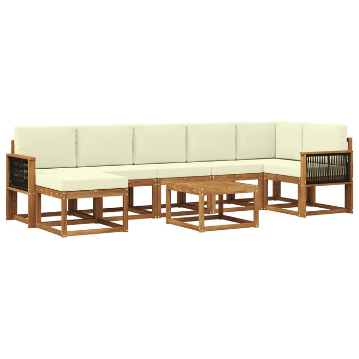 Set de canapele de exterior 8 pcs Natural și Crem Poliester WALTI