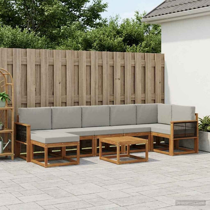 Set de canapele de exterior 8 pcs Natural și gri deschis WALTI