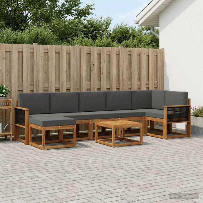 Set de canapele de exterior 8 pcs Natural și Antracit Poliester WALTI