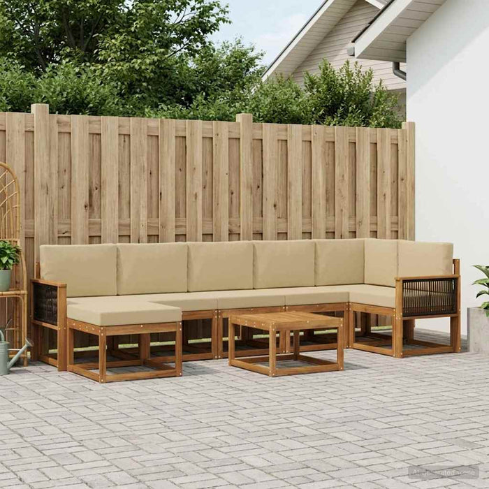 Set de canapele de exterior 8 pcs Natural și Bej Poliester WALTI
