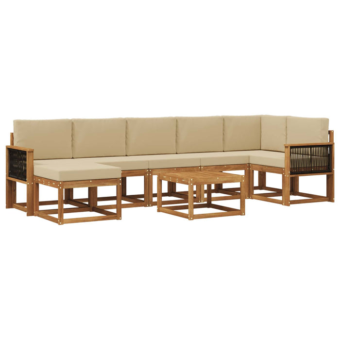 Set de canapele de exterior 8 pcs Natural și Bej Poliester WALTI