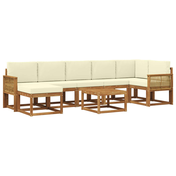 Set de canapele de exterior 8 pcs Natural și Crem Poliester WALTI