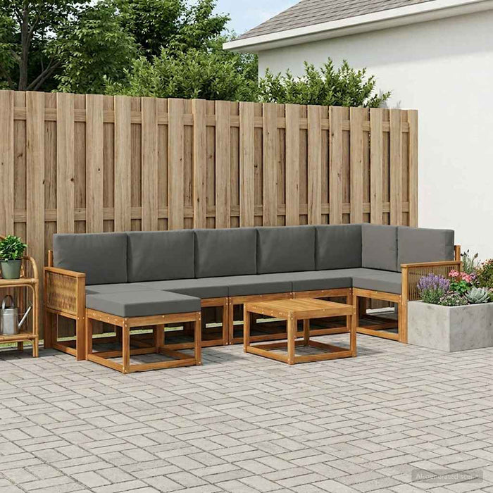 Set de canapele de exterior 8 pcs Natural și Antracit Poliester WALTI