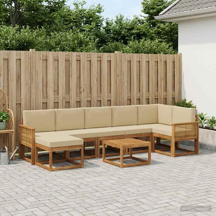 Set de canapele de exterior 8 pcs Natural și Bej Poliester WALTI