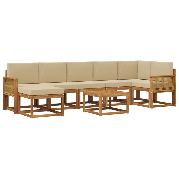 Set de canapele de exterior 8 pcs Natural și Bej Poliester WALTI