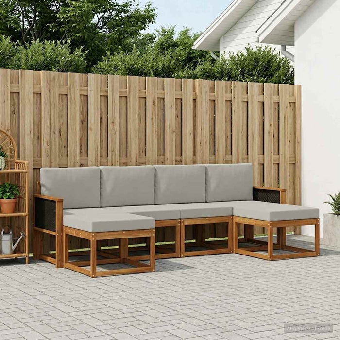 Set de canapele de exterior 6 pcs Natural și gri deschis WALTI