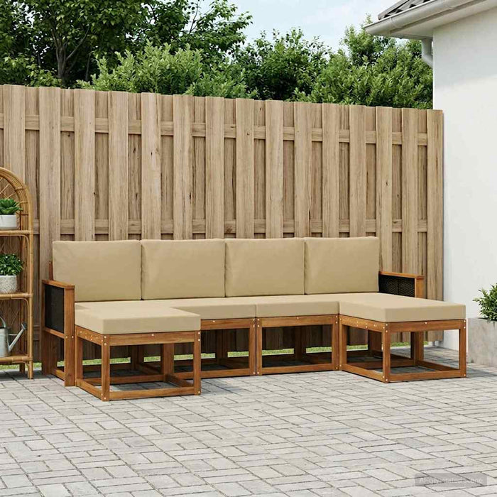Set de canapele de exterior 6 pcs Natural și Bej Poliester WALTI