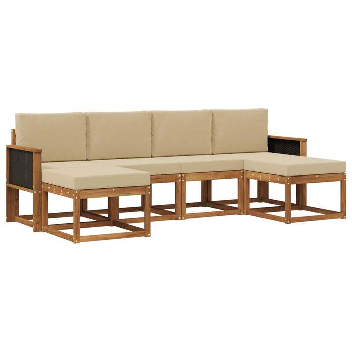 Set de canapele de exterior 6 pcs Natural și Bej Poliester WALTI